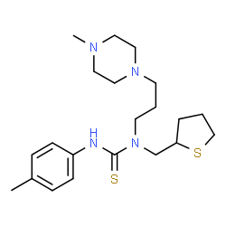 ChemSpider 2D Image | 3-(4-Methylphenyl)-1-[3-(4-methyl-1-piperazinyl)propyl]-1-(tetrahydro-2-thiophenylmethyl)thiourea | C21H34N4S2