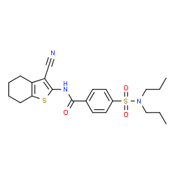 ChemSpider 2D Image | N-(3-Cyano-4,5,6,7-tetrahydro-1-benzothiophen-2-yl)-4-(dipropylsulfamoyl)benzamide | C22H27N3O3S2