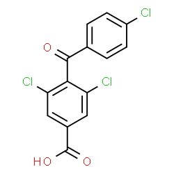 ChemSpider 2D Image | 3,5-Dichloro-4-(4-chlorobenzoyl)benzoic acid | C14H7Cl3O3