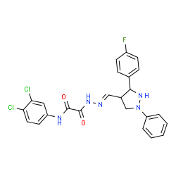 ChemSpider 2D Image | N-(3,4-Dichlorophenyl)-2-[(2E)-2-{[3-(4-fluorophenyl)-1-phenyl-4-pyrazolidinyl]methylene}hydrazino]-2-oxoacetamide | C24H20Cl2FN5O2