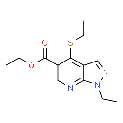 ChemSpider 2D Image | Ethyl 1-ethyl-4-ethylthio-1H-pyrazolo(3,4-b)pyridine-5-carboxylate | C13H17N3O2S