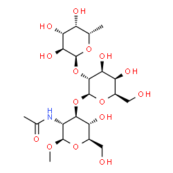 ChemSpider 2D Image | Methyl 6-deoxy-alpha-L-galactopyranosyl-(1->2)-beta-D-galactopyranosyl-(1->3)-2-acetamido-2-deoxy-beta-D-glucopyranoside | C21H37NO15