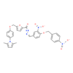 ChemSpider 2D Image | 5-{[4-(2,5-Dimethyl-1H-pyrrol-1-yl)phenoxy]methyl}-N'-[(Z)-{3-nitro-4-[(4-nitrobenzyl)oxy]phenyl}methylene]-2-furohydrazide | C32H27N5O8
