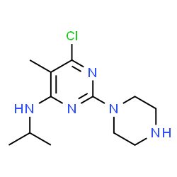 ChemSpider 2D Image | 6-Chloro-N-isopropyl-5-methyl-2-(1-piperazinyl)-4-pyrimidinamine | C12H20ClN5