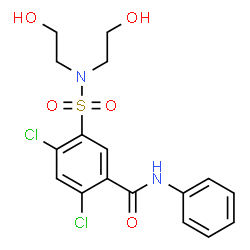 ChemSpider 2D Image | 5-[Bis(2-hydroxyethyl)sulfamoyl]-2,4-dichloro-N-phenylbenzamide | C17H18Cl2N2O5S