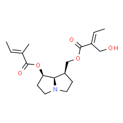 ChemSpider 2D Image | [(1S,7R,7aR)-7-{[(2E)-2-Methyl-2-butenoyl]oxy}hexahydro-1H-pyrrolizin-1-yl]methyl (2E)-2-(hydroxymethyl)-2-butenoate | C18H27NO5
