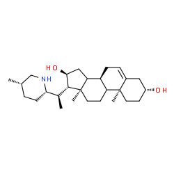 ChemSpider 2D Image | (3alpha,8alpha,9xi,10alpha,13alpha,14xi,16beta,17alpha)-17-{(1R)-1-[(2S,5S)-5-Methyl-2-piperidinyl]ethyl}androst-5-ene-3,16-diol | C27H45NO2