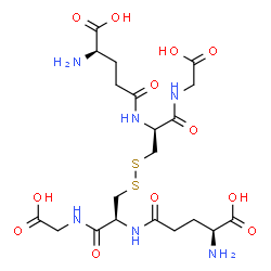 ChemSpider 2D Image | (2R,2'S)-5,5'-[Disulfanediylbis({(2S)-3-[(carboxymethyl)amino]-3-oxo-1,2-propanediyl}imino)]bis(2-amino-5-oxopentanoic acid) (non-preferred name) | C20H32N6O12S2