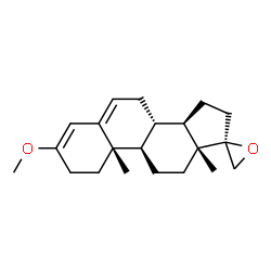 ChemSpider 2D Image | (8S,9R,10S,13R,14R,17R)-3-Methoxy-10,13-dimethyl-1,2,7,8,9,10,11,12,13,14,15,16-dodecahydrospiro[cyclopenta[a]phenanthrene-17,2'-oxirane] | C21H30O2
