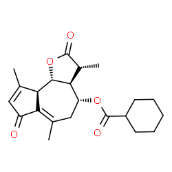 ChemSpider 2D Image | (3R,3aS,4R,9aR,9bS)-3,6,9-Trimethyl-2,7-dioxo-2,3,3a,4,5,7,9a,9b-octahydroazuleno[4,5-b]furan-4-yl cyclohexanecarboxylate | C22H28O5