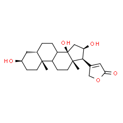 ChemSpider 2D Image | (3alpha,5alpha,8xi,9xi,10alpha,13alpha,14alpha,16alpha,17alpha)-3,14,16-Trihydroxycard-20(22)-enolide | C23H34O5