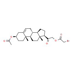 ChemSpider 2D Image | (3alpha,8alpha,9beta,10alpha,13alpha,14beta,17alpha)-3-Acetoxy-20-oxopregn-5-en-21-yl bromoacetate | C25H35BrO5