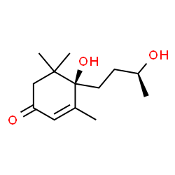 ChemSpider 2D Image | (4R)-4-Hydroxy-4-[(3S)-3-hydroxybutyl]-3,5,5-trimethyl-2-cyclohexen-1-one | C13H22O3