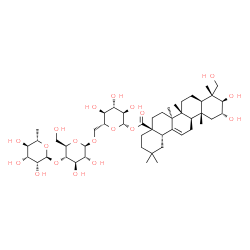 ChemSpider 2D Image | 6-Deoxy-alpha-L-mannopyranosyl-(1->4)-beta-D-glucopyranosyl-(1->6)-1-O-[(2alpha,3beta)-2,3,23-trihydroxy-28-oxoolean-12-en-28-yl]-beta-D-glucopyranose | C48H78O19
