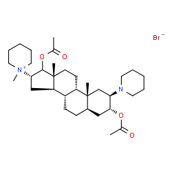 ChemSpider 2D Image | (2alpha,3beta,5beta,8alpha,10alpha,13alpha,14beta,16beta)-3,17-Diacetoxy-16-(1-methyl-1-piperidiniumyl)-2-(1-piperidinyl)androstane bromide | C34H57BrN2O4