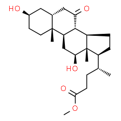 ChemSpider 2D Image | Methyl (3alpha,5alpha,8alpha,9beta,10alpha,12alpha,13alpha,14beta,17alpha)-3,12-dihydroxy-7-oxocholan-24-oate | C25H40O5