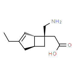ChemSpider 2D Image | [(1R,5R,6R)-6-(Aminomethyl)-3-ethylbicyclo[3.2.0]hept-3-en-6-yl]acetic acid | C12H19NO2