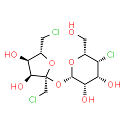 ChemSpider 2D Image | 1,6-Dichloro-1,6-dideoxy-alpha-L-psicofuranosyl 4-chloro-4-deoxy-beta-D-talopyranoside | C12H19Cl3O8