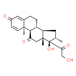 ChemSpider 2D Image | (8alpha,9beta,13alpha,14beta,16beta)-17,21-Dihydroxy-16-methylpregna-1,4-diene-3,11,20-trione | C22H28O5