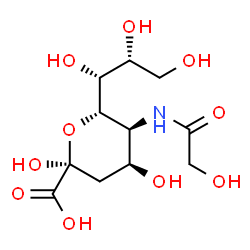 ChemSpider 2D Image | (6S)-3,5-Dideoxy-5-(glycoloylamino)-6-[(1R,2R)-1,2,3-trihydroxypropyl]-beta-D-erythro-hex-2-ulopyranosonic acid | C11H19NO10
