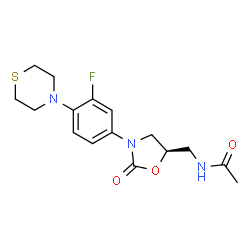 ChemSpider 2D Image | N-({(5R)-3-[3-Fluoro-4-(4-thiomorpholinyl)phenyl]-2-oxo-1,3-oxazolidin-5-yl}methyl)acetamide | C16H20FN3O3S