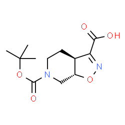 ChemSpider 2D Image | (3aS,7aS)-6-{[(2-Methyl-2-propanyl)oxy]carbonyl}-3a,4,5,6,7,7a-hexahydro[1,2]oxazolo[5,4-c]pyridine-3-carboxylic acid | C12H18N2O5