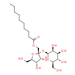ChemSpider 2D Image | 1-O-Decanoyl-alpha-D-psicofuranosyl beta-D-mannopyranoside | C22H40O12