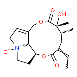 ChemSpider 2D Image | (3Z,5R,6R,14aS,14bR)-3-Ethylidene-6-hydroxy-5,6-dimethyl-3,4,5,6,9,11,13,14,14a,14b-decahydro[1,6]dioxacyclododecino[2,3,4-gh]pyrrolizine-2,7-dione 12-oxide | C18H25NO6