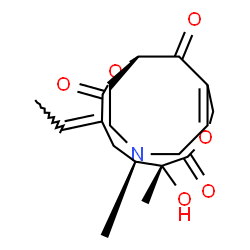 ChemSpider 2D Image | (1S,4Z,6S,7R,11Z)-4-Ethylidene-7-hydroxy-6,7,14-trimethyl-2,9-dioxa-14-azabicyclo[9.5.1]heptadec-11-ene-3,8,17-trione | C19H27NO6