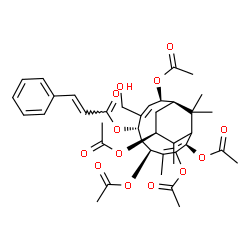 ChemSpider 2D Image | (1R,2R,3Z,5S,7S,8E,10R,13S)-2,7,9,10,13-Pentaacetoxy-4-(hydroxymethyl)-8,12,15,15-tetramethylbicyclo[9.3.1]pentadeca-3,8,11-trien-5-yl (2E)-3-phenylacrylate | C39H48O13