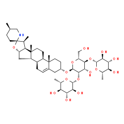 ChemSpider 2D Image | (3beta,9beta,10alpha,13alpha,17beta,25R)-Spirosol-5-en-3-yl 6-deoxy-beta-L-glucopyranosyl-(1->2)-[6-deoxy-beta-L-glucopyranosyl-(1->4)]-alpha-D-mannopyranoside | C45H73NO15