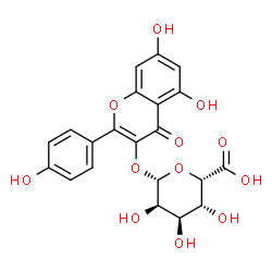 ChemSpider 2D Image | 5,7-Dihydroxy-2-(4-hydroxyphenyl)-4-oxo-4H-chromen-3-yl beta-D-gulopyranosiduronic acid | C21H18O12