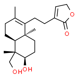 ChemSpider 2D Image | 3-{2-[(4aS,5S,6R,8aS)-6-Hydroxy-5-(hydroxymethyl)-2,5,8a-trimethyl-3,4,4a,5,6,7,8,8a-octahydro-1-naphthalenyl]ethyl}-2(5H)-furanone | C20H30O4