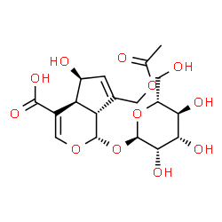 ChemSpider 2D Image | (1S,4aS,5S,7aR)-7-(Acetoxymethyl)-5-hydroxy-1-(alpha-D-mannopyranosyloxy)-1,4a,5,7a-tetrahydrocyclopenta[c]pyran-4-carboxylic acid | C18H24O12