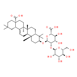 ChemSpider 2D Image | (3beta,5beta,17alpha)-28-Hydroxy-28-oxoolean-12-en-3-yl 2-O-alpha-D-mannopyranosyl-alpha-D-mannopyranosiduronic acid | C42H66O14