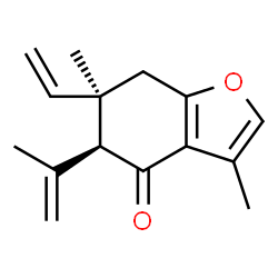 ChemSpider 2D Image | (5S,6R)-5-Isopropenyl-3,6-dimethyl-6-vinyl-6,7-dihydro-1-benzofuran-4(5H)-one | C15H18O2