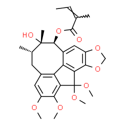 ChemSpider 2D Image | (6S,7S,8S)-7-Hydroxy-1,2,3,13-tetramethoxy-6,7-dimethyl-5,6,7,8-tetrahydrobenzo[3',4']cycloocta[1',2':4,5]benzo[1,2-d][1,3]dioxol-8-yl (2Z)-2-methyl-2-butenoate | C28H34O9