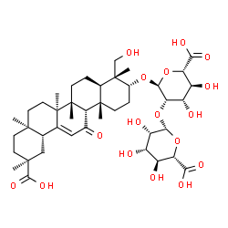 ChemSpider 2D Image | (3alpha,9beta,17alpha)-23,30-Dihydroxy-11,30-dioxoolean-12-en-3-yl 2-O-beta-D-mannopyranuronosyl-alpha-D-mannopyranosiduronic acid | C42H62O17