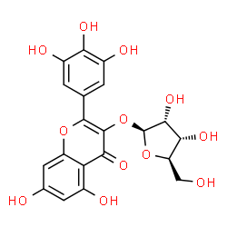 ChemSpider 2D Image | 5,7-Dihydroxy-4-oxo-2-(3,4,5-trihydroxyphenyl)-4H-chromen-3-yl beta-D-ribofuranoside | C20H18O12