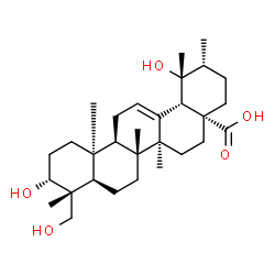 ChemSpider 2D Image | (3alpha,10alpha,17alpha)-3,19,23-Trihydroxyurs-12-en-28-oic acid | C30H48O5