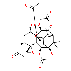 ChemSpider 2D Image | (2alpha,4alpha,5alpha,7beta,8alpha,9alpha,10beta,13beta)-1,7,9-Trihydroxy-4,20-epoxytax-11-ene-2,5,10,13-tetrayl tetraacetate | C28H40O12