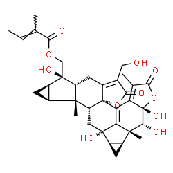 ChemSpider 2D Image | [(1aS,1bR,2R,2aS,5cR,9aR,10R,10aR,11aS,11bR,11cR,12aS,12bR)-2,2a,10,12a-Tetrahydroxy-8-(hydroxymethyl)-1b,5,11b-trimethyl-4,7-dioxo-1,1a,1b,2,2a,4,7,9,9a,10,10a,11,11a,11b,11c,12,12a,12b-octadecahydro
cyclopropa[4,5]cyclopropa[4',5']cyclopenta[1',2':7,8]furo[3',2':10,10a]acephenanthryleno[2,1-b]furan-10-yl]methyl (2E)-2-methyl-2-butenoate | C35H40O11