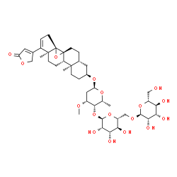 ChemSpider 2D Image | (3beta,5beta,8alpha,9beta,10alpha,13alpha,14alpha)-3-{[alpha-D-Mannopyranosyl-(1->6)-alpha-D-mannopyranosyl-(1->4)-2,6-dideoxy-3-O-methyl-alpha-D-lyxo-hexopyranosyl]oxy}-8,14-epoxycarda-16,20(22)-dien
olide | C42H62O17