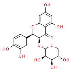 ChemSpider 2D Image | (2R,3S)-2-(3,4-Dihydroxyphenyl)-5,7-dihydroxy-4-oxo-3,4-dihydro-2H-chromen-3-yl alpha-L-lyxopyranoside | C20H20O11
