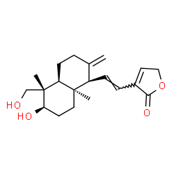 ChemSpider 2D Image | 3-{(E)-2-[(1R,4aS,5S,6R,8aS)-6-Hydroxy-5-(hydroxymethyl)-5,8a-dimethyl-2-methylenedecahydro-1-naphthalenyl]vinyl}-2(5H)-furanone | C20H28O4