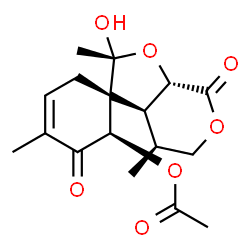 ChemSpider 2D Image | (1R,2'R,3a'S,4'S,6R,7a'S)-2'-Hydroxy-2',4,4'-trimethyl-5,7'-dioxo-4',5',7',7a'-tetrahydro-3a'H-spiro[cyclohex-3-ene-1,3'-furo[2,3-c]pyran]-6-yl acetate | C17H22O7
