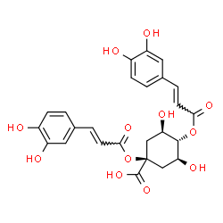 ChemSpider 2D Image | (1r,3R,4r,5S)-1,4-Bis{[(2E)-3-(3,4-dihydroxyphenyl)-2-propenoyl]oxy}-3,5-dihydroxycyclohexanecarboxylic acid | C25H24O12