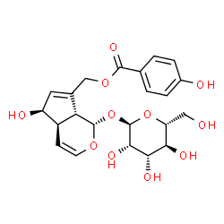 ChemSpider 2D Image | [(1S,4aR,5R,7aR)-5-Hydroxy-1-(alpha-D-mannopyranosyloxy)-1,4a,5,7a-tetrahydrocyclopenta[c]pyran-7-yl]methyl 4-hydroxybenzoate | C22H26O11