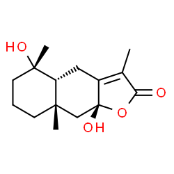 ChemSpider 2D Image | (4aR,5S,8aS,9aR)-5,9a-Dihydroxy-3,5,8a-trimethyl-4a,5,6,7,8,8a,9,9a-octahydronaphtho[2,3-b]furan-2(4H)-one | C15H22O4