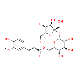 ChemSpider 2D Image | beta-D-Psicofuranosyl 6-O-[(2E)-3-(4-hydroxy-3-methoxyphenyl)-2-propenoyl]-beta-L-altropyranoside | C22H30O14